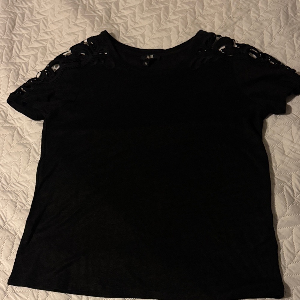 PAIGE Black Cutout Sleeve Women's Tee